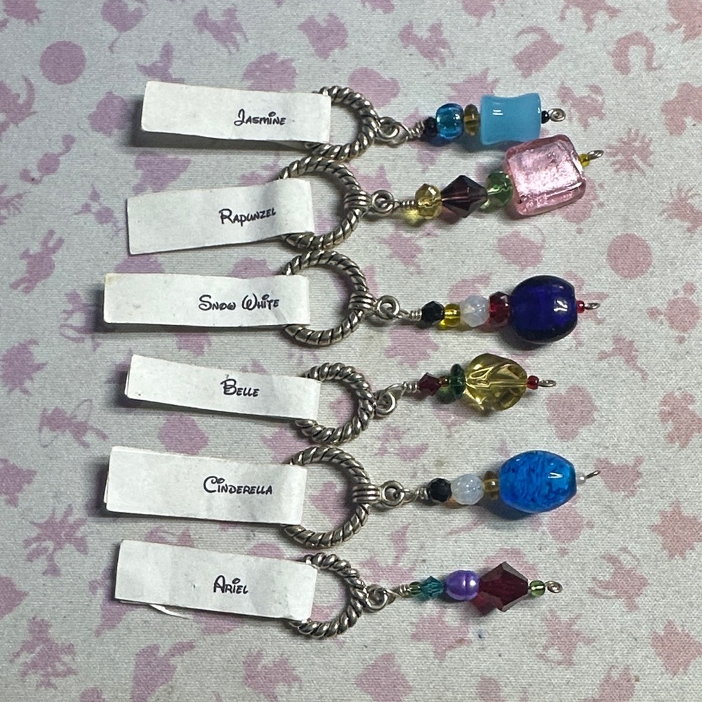 Disney princess Colorful Beaded silver  pendant Set